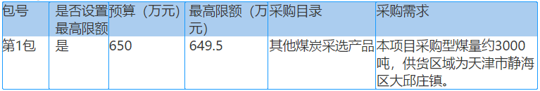 天津市靜海區(qū)大邱莊鎮(zhèn)2021年清潔煤購買項目