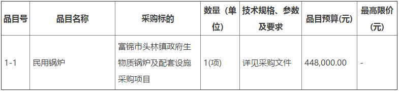 富錦市頭林鎮(zhèn)政府生物質(zhì)鍋爐及配套設(shè)施采購項(xiàng)目