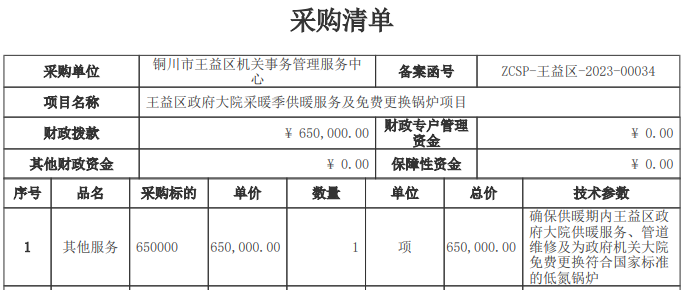 銅川市王益區(qū)機關(guān)事務(wù)管理服務(wù)中心王益區(qū)政府大院采暖季供暖服務(wù)及更換鍋爐項目競爭性磋商公告